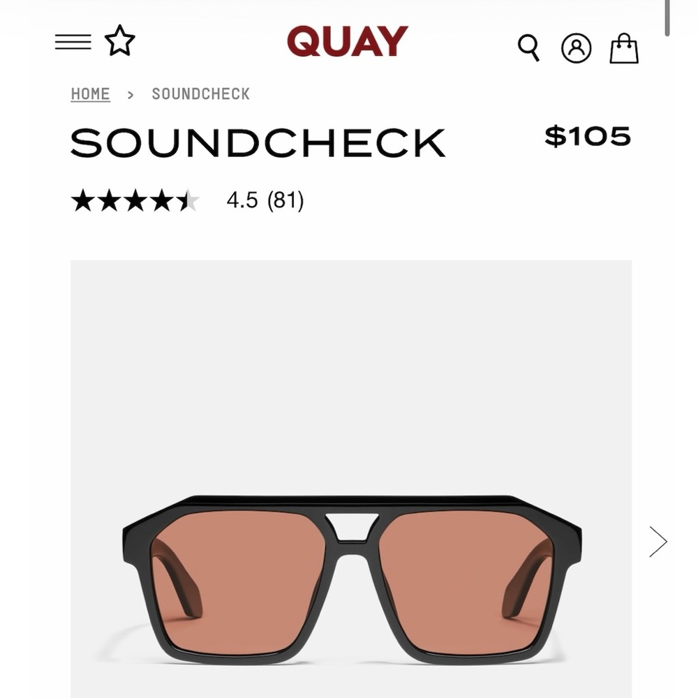 NEW - Quay Australia Unisex Soundtrack Aviator Sunglasses